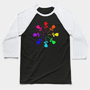 Rainbow Flowers Baseball T-Shirt